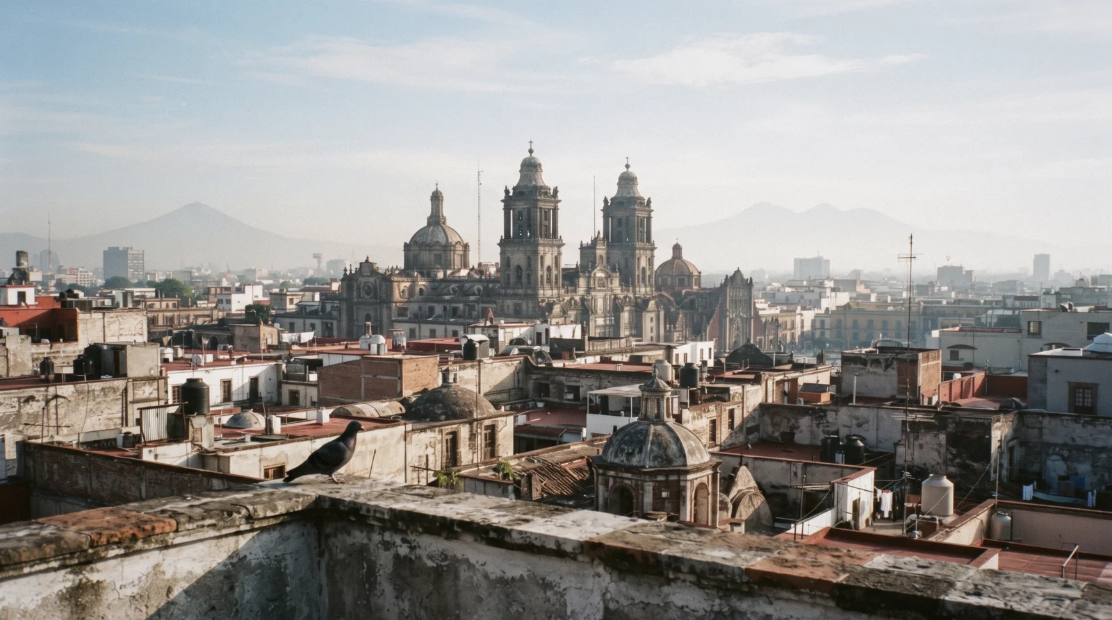 Morning light over the Centro Histórico rooftops at the start of a three-day Mexico City itinerary