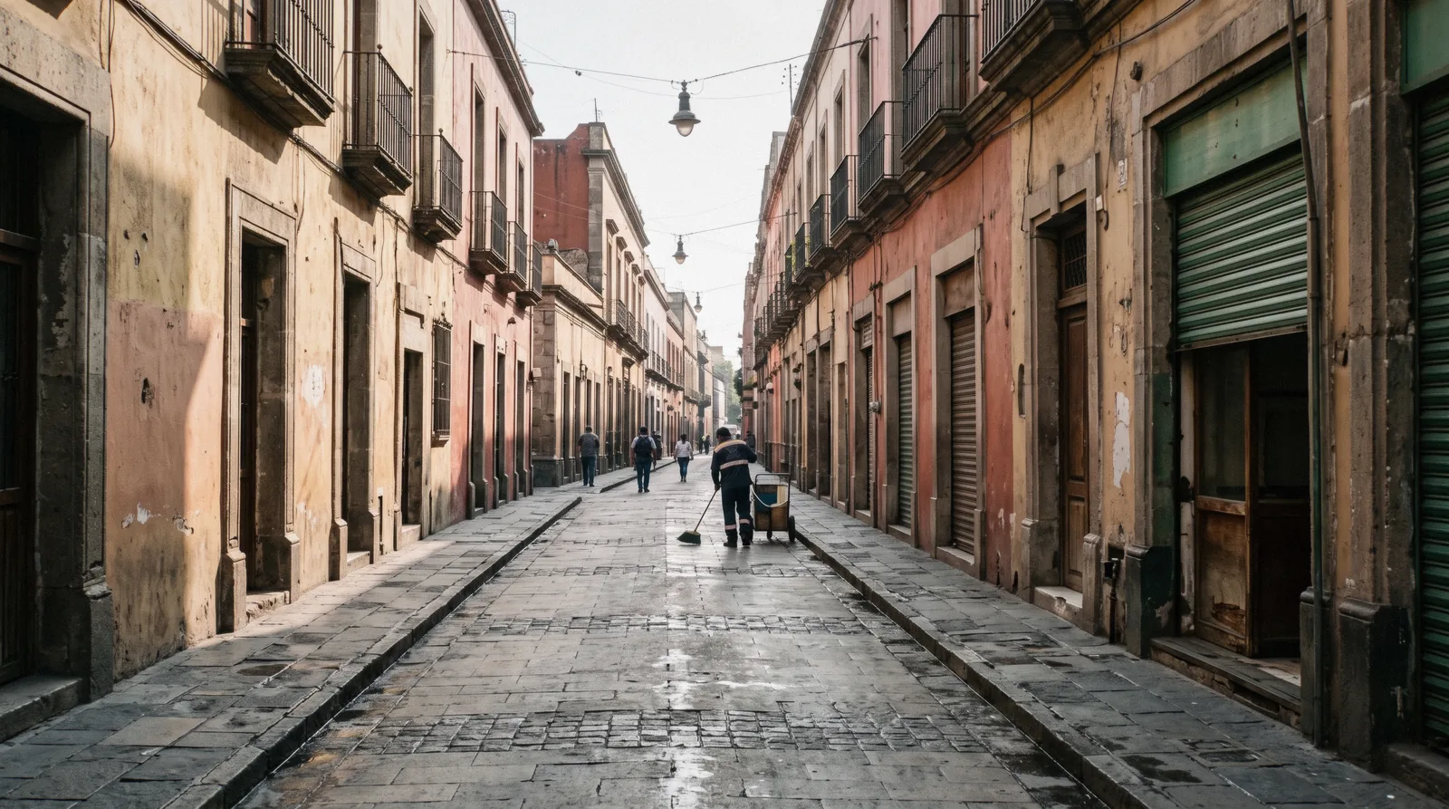 Early morning on a pedestrian street in the Centro Histórico, one of the districts holding the main things to do in Mexico City